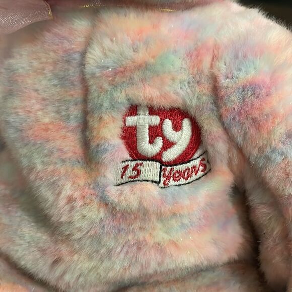 Ty Beanie Buddies Celebrate 15 Years Bear Pastel Sherbet Plush Stuffed Animal - Picture 5 of 8
